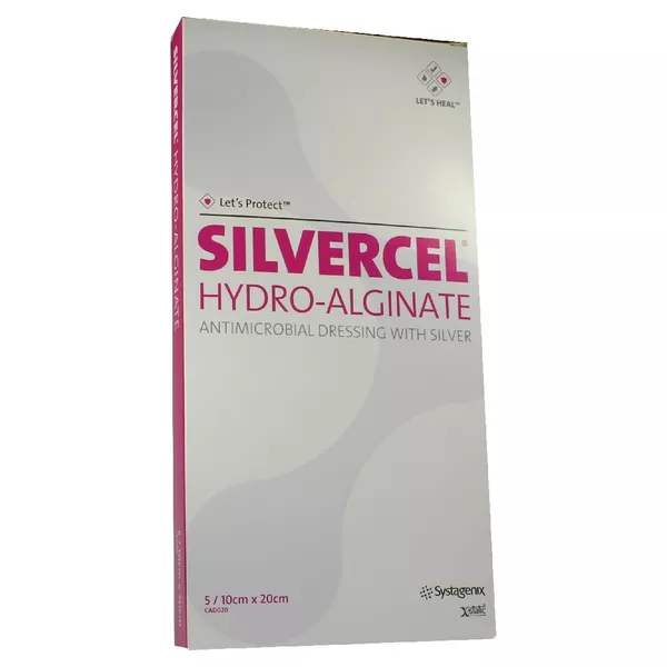 Silvercel Hydroalginat Verband 10x20 cm, 5 St.