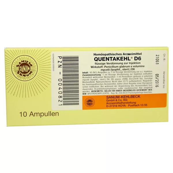 Quentakehl D 6 Ampullen, 10 x 1 ml