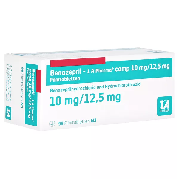 BENAZEPRIL-1A Pharma comp.10/12,5mg Filmtabletten, 98 St.