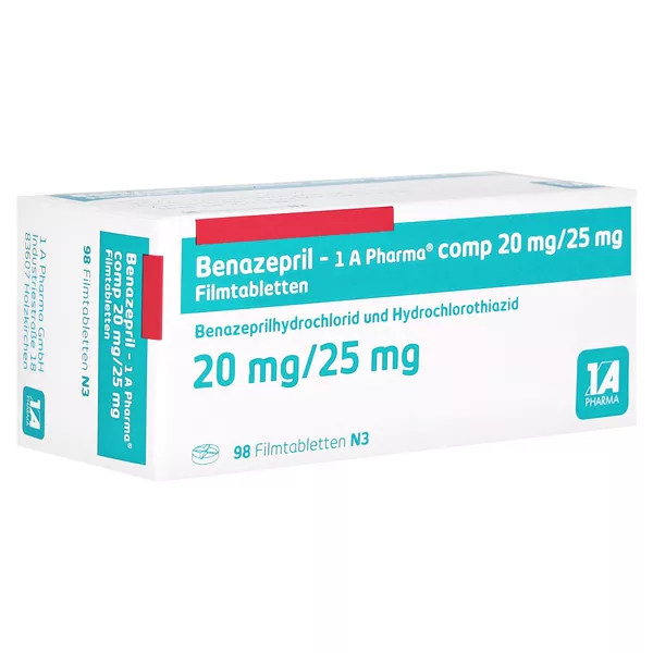 BENAZEPRIL-1A Pharma comp.20/25mg Filmtabletten, 98 St.