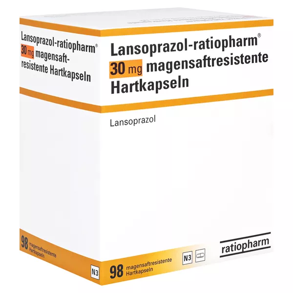 LANSOPRAZOL-ratiopharm 30 mg magensaftres.Hartkap. 98 St