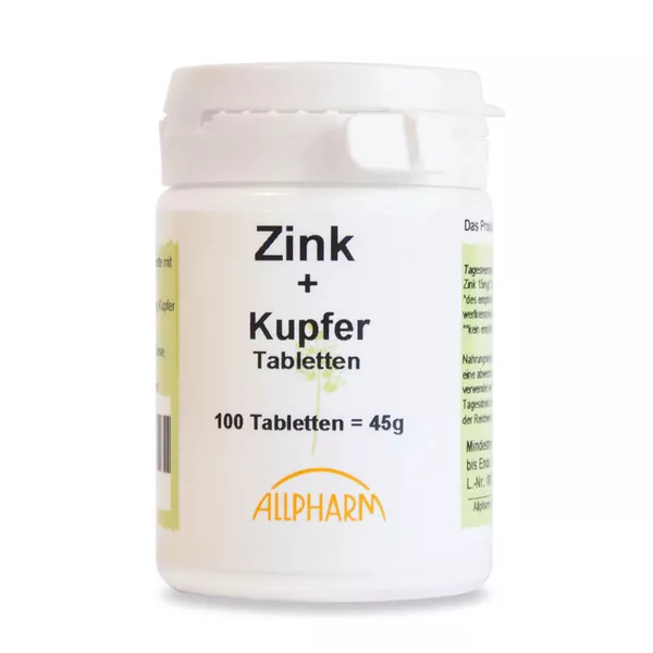 Zink + Kupfer Tabletten, 100 St.