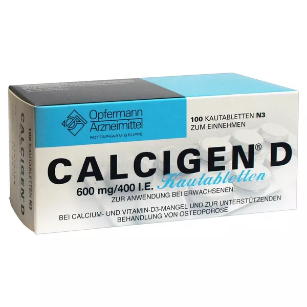 Calcigen D 600 mg/400 I.E. Kautabletten 100 St