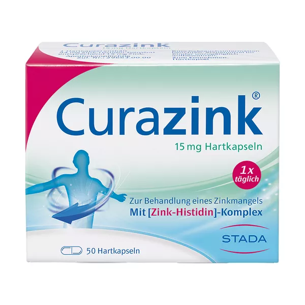 Curazink 15 mg Hartkaspeln gegen Zinkmangel, 50 St.