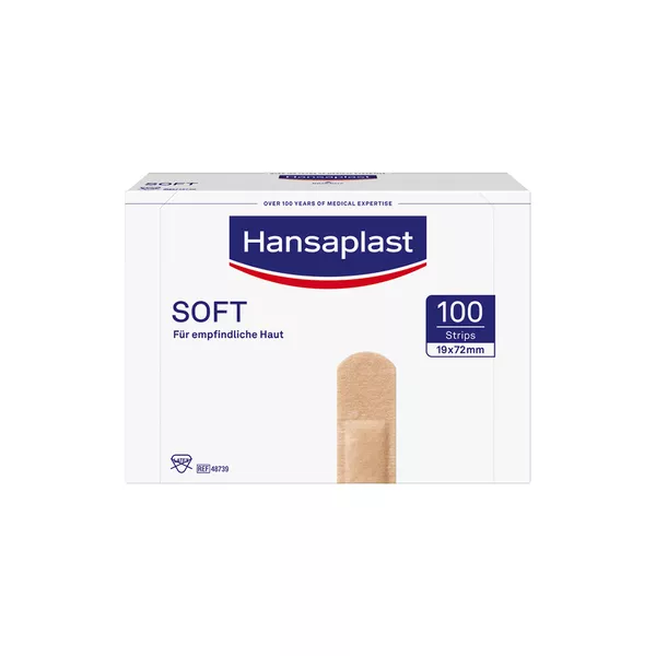 Hansaplast Soft Strips, 1,9cm x 7,2cm, 100 Stück 100 St