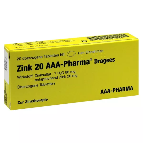 ZINK 20 Aaa-pharma Dragees 20 St
