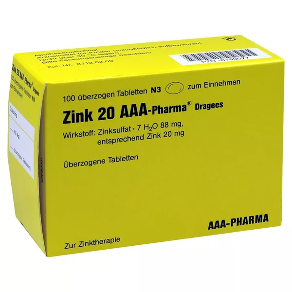 ZINK 20 Aaa-pharma Dragees 100 St