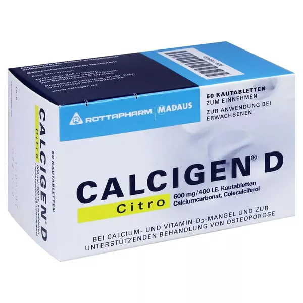 Calcigen D Citro 600 mg/400 I.E. 50 St