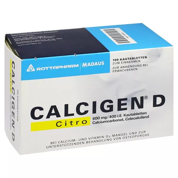 Calcigen D Citro 600 mg/400 I.E. 100 St