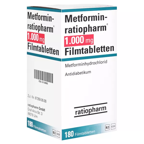 METFORMIN-ratiopharm 1.000 mg Filmtabletten 180 St