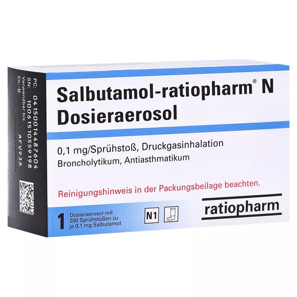 SALBUTAMOL-ratiopharm N 200 Hub Dosieraerosol 200 Sp