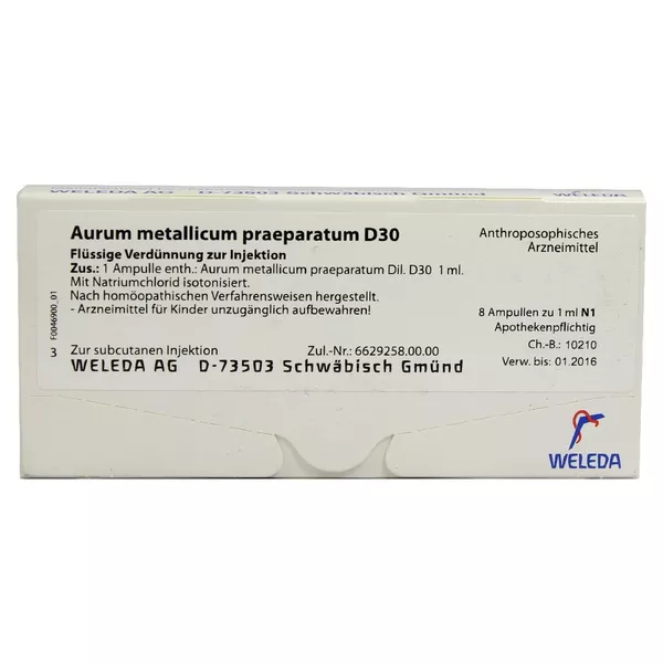 Aurum Metallicum Praeparatum D 30 Ampull 8 St