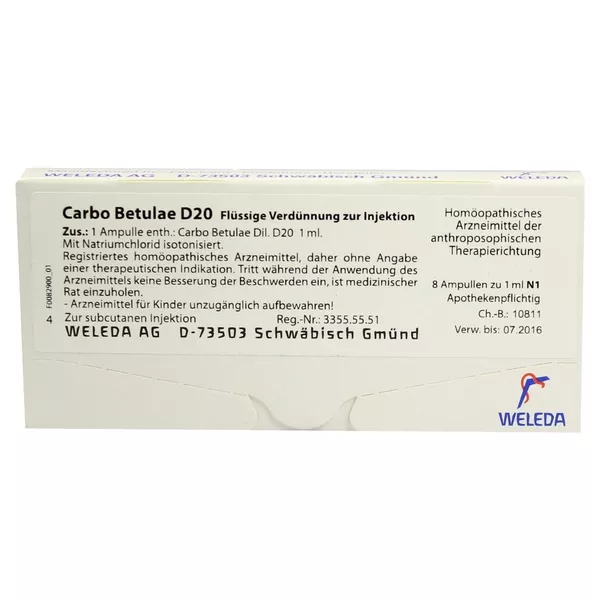 Carbo Betulae D 20 Ampullen 8X1 ml