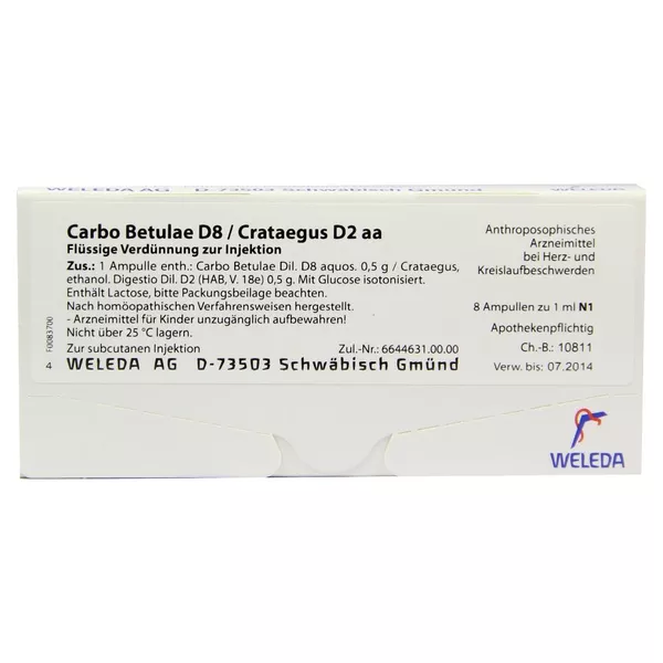 Carbo Betulae D 8/Crataegus D 2 aa Ampul 8X1 ml