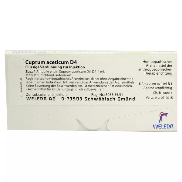 Cuprum Aceticum D 4 Ampullen 8X1 ml