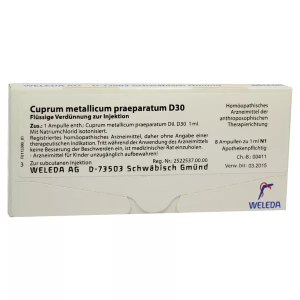 Cuprum Metallicum Praep.d 30 Ampullen 8X1 ml