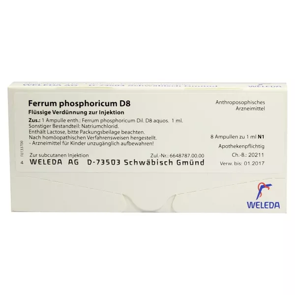 Ferrum Phosphoricum D 8 Ampullen 8X1 ml