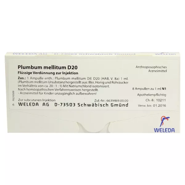 Plumbum Mellitum D 20 Ampullen 8X1 ml