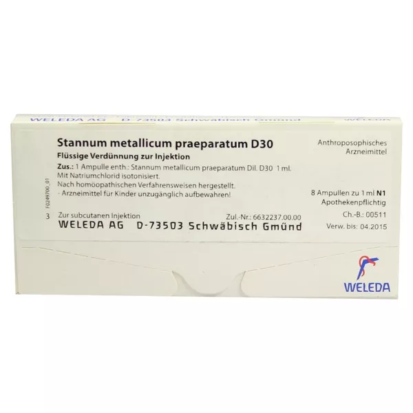 Stannum Metallicum Praeparatum D 30 Ampu 8X1 ml