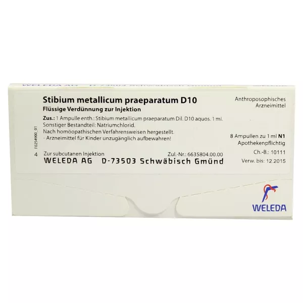 Stibium Metallicum Praeparatum D 10 Ampu 8X1 ml