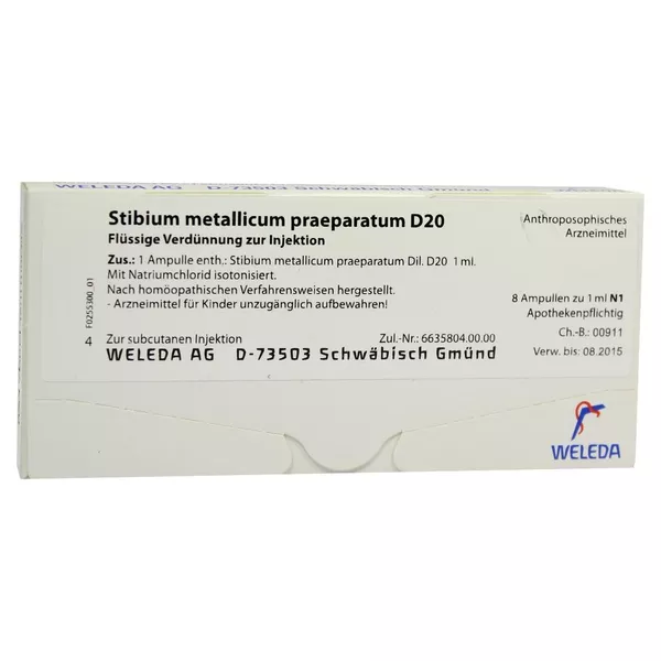 Stibium Metallicum Praeparatum D 20 Ampu 8X1 ml