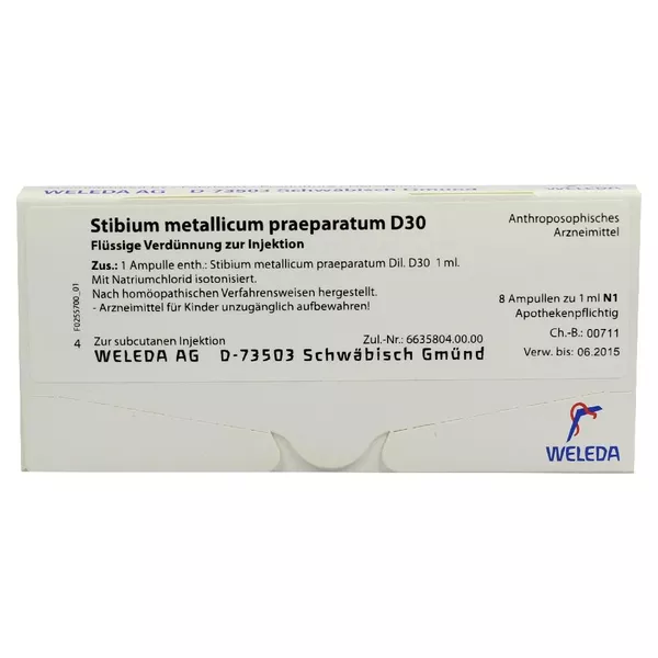 Stibium Metallicum Praeparatum D 30 Ampu 8X1 ml