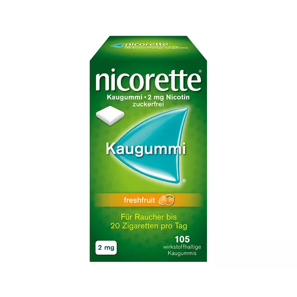 nicorette Kaugummi 2 mg freshfruit – 10€ Rabatt*, 105 St.