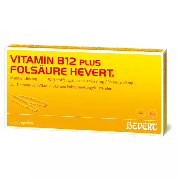 Vitamin B12 PLUS Folsäure Hevert a 2 ml 10 St
