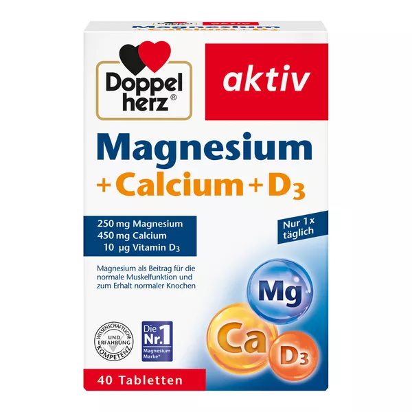 Doppelherz aktiv Magnesium + Calcium + D3 40 St
