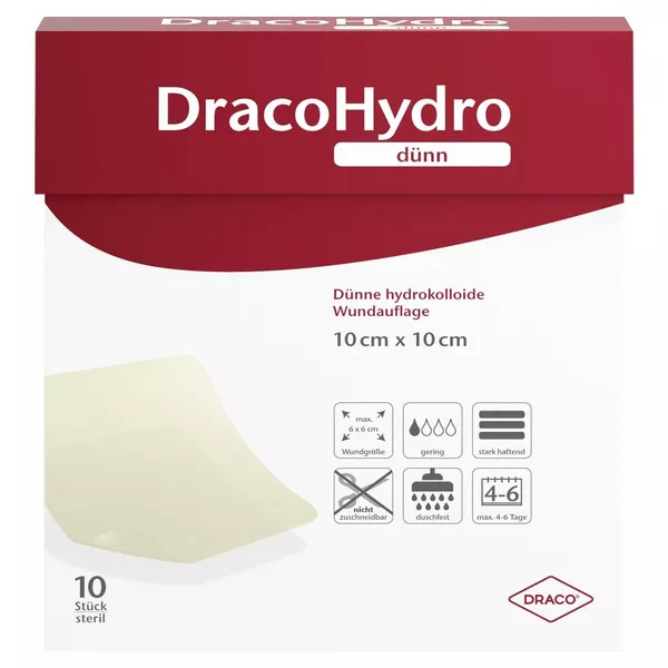 Dracohydro dünn Hydrokolloide Wundauflage 10 x 10 cm 10 St