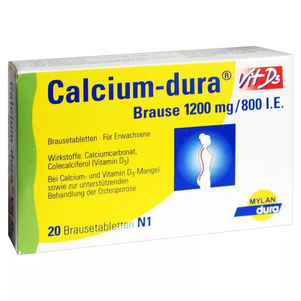 Calcium DURA Vit D3 Brause 1200 mg/800 I 20 St