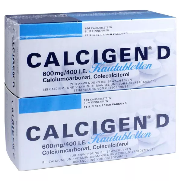 Calcigen D 600 mg/400 I.E. Kautabletten, 200 St.