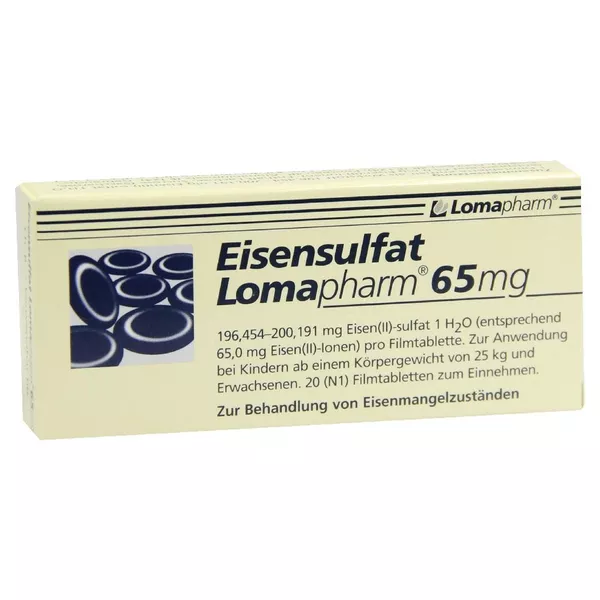 Eisensulfat Lomapharm 65 mg überzogene T 20 St