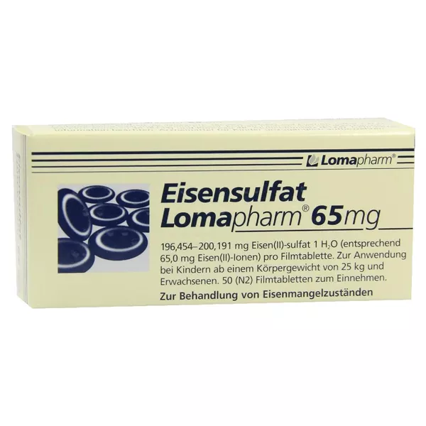 Eisensulfat Lomapharm 65 mg überzogene T 50 St