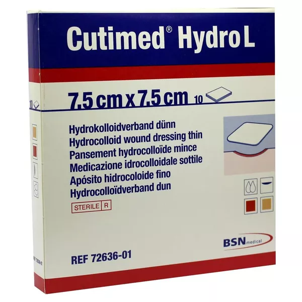 Cutimed Hydro L Hydrokolloidverband 7,5 x 7,5 cm dünn, 10 St.