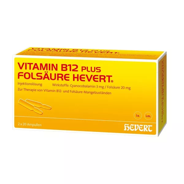 Vitamin B12 PLUS Folsäure Hevert a 2 ml 2X20 St