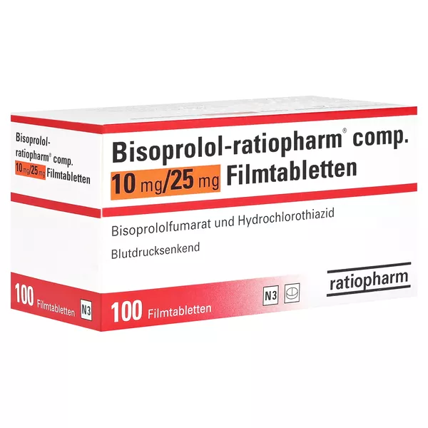 BISOPROLOL-ratiopharm comp.10 mg/25 mg Filmtabl. 100 St