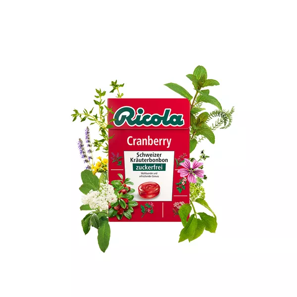 Ricola Cranberry ohne Zucker Box 50 g