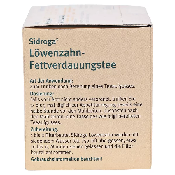 Sidroga Löwenzahn Tee Filterbeutel 20X1,5 g
