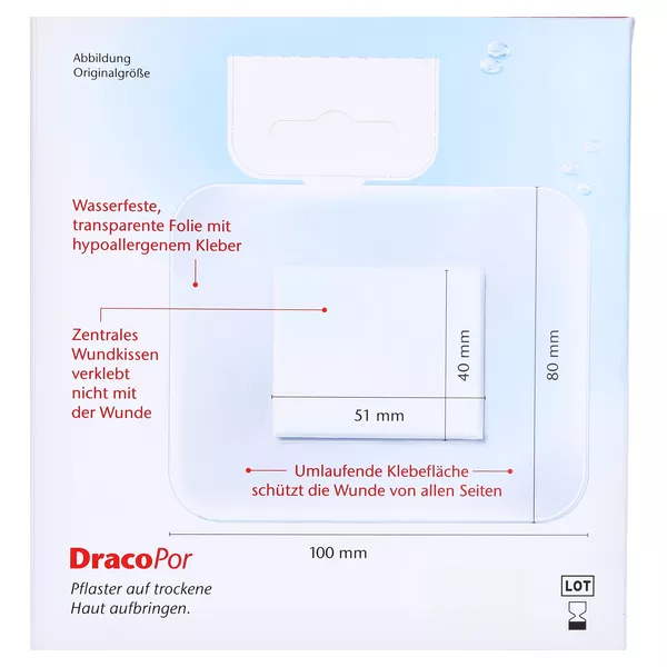 Dracopor Waterproof Wundverband 8x10cm steril, 5 St.