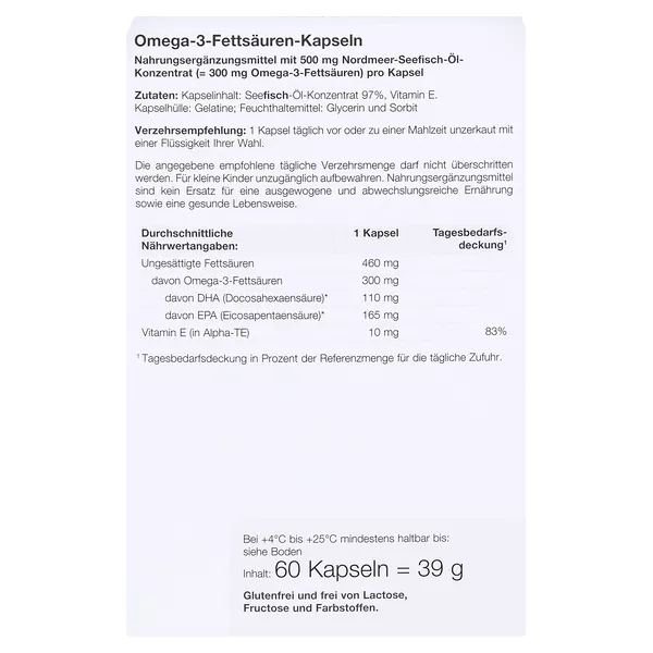 Omega-3 Fettsäuren 500 mg/60% Kapseln 60 St