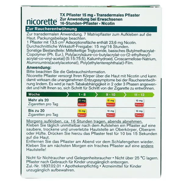 nicorette 15 mg TX Pflaster - Jetzt 20% Rabatt sichern* 7 St