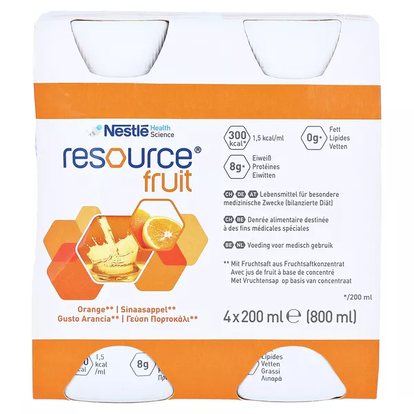 Resource Fruit Orange, 4 x 200 ml