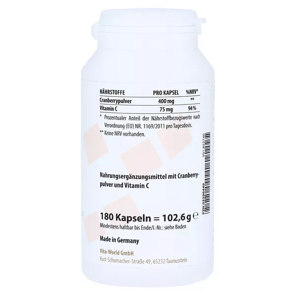 Cranberry PLUS C 400 mg Kapseln 180 St
