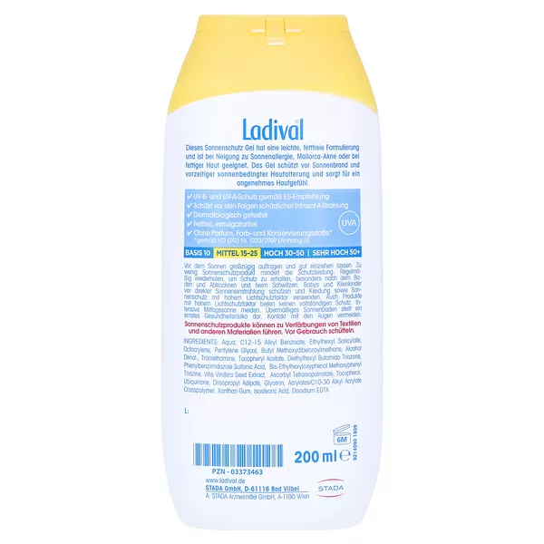 Ladival allergische Haut Sonnenschutzgel LSF20 200 ml