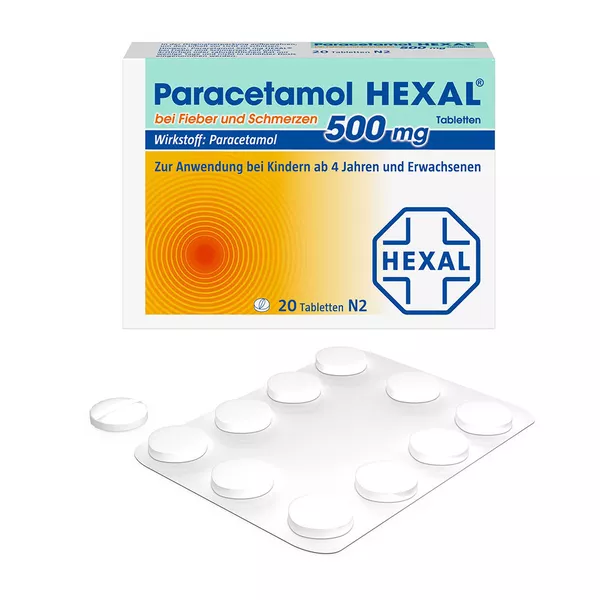 Paracetamol 500 mg HEXAL bei Fieber und Schmerzen 20 St