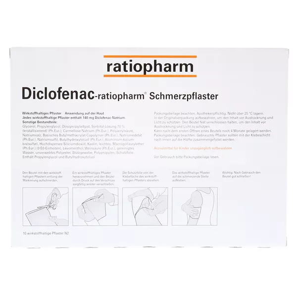 Diclofenac ratiopharm Schmerzpflaster 140 mg 10 St
