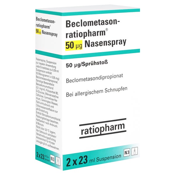 BECLOMETASON-ratiopharm 50 µg Nasenspray 2x200 Hub 400 Sp