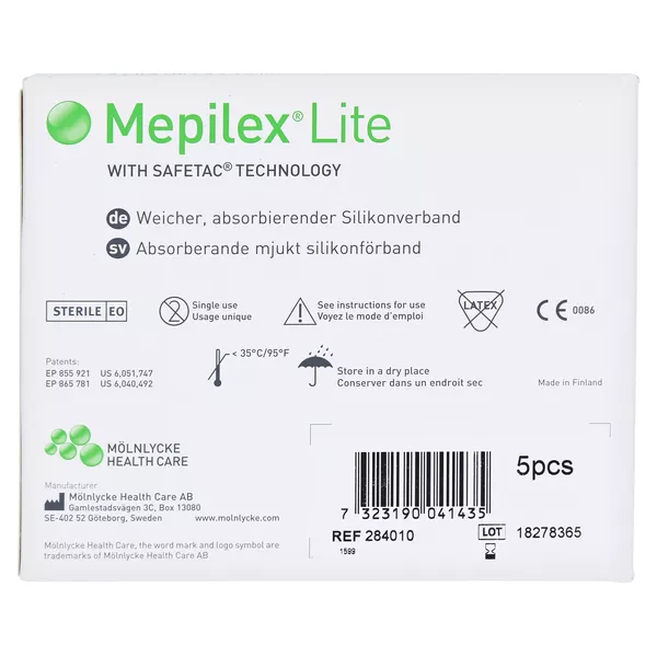 Mepilex Lite Schaumverband 7,5x8,5 cm st 5 St
