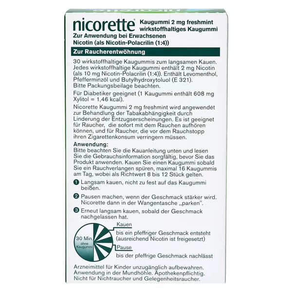 nicorette Kaugummi 2 mg freshmint 30 St